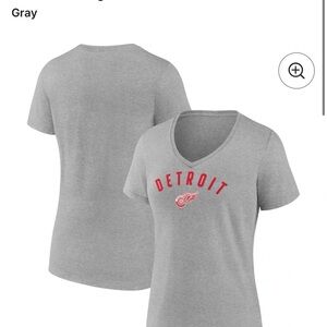 Fanatics Gray Detroit Ted Wings Graphic V-Neck Tee